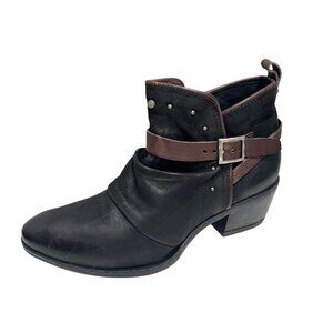 Miz Mooz Karima Harness Moto Bootie Black Leather  size 39/8.5 New $220